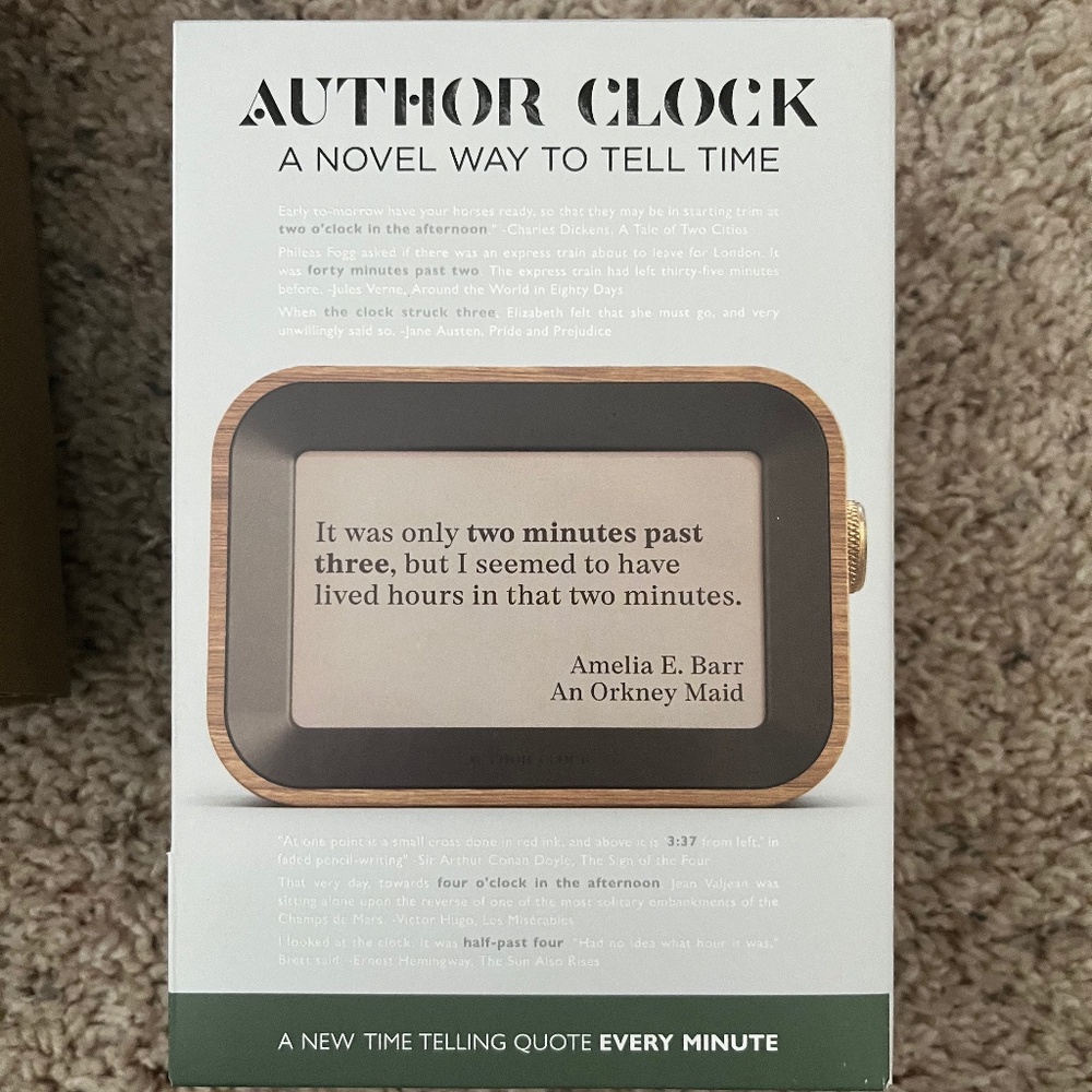 Author Clock – Literary Clock That Tells Time Using Book Quotes | vol 1